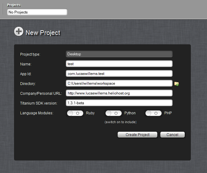 TideSDK - Gestionnaire de projet